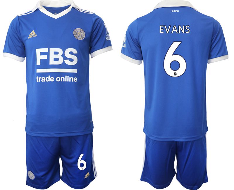 Men 2022-2023 Club Leicester City home blue #6 Adidas Soccer Jersey->leicester city jersey->Soccer Club Jersey